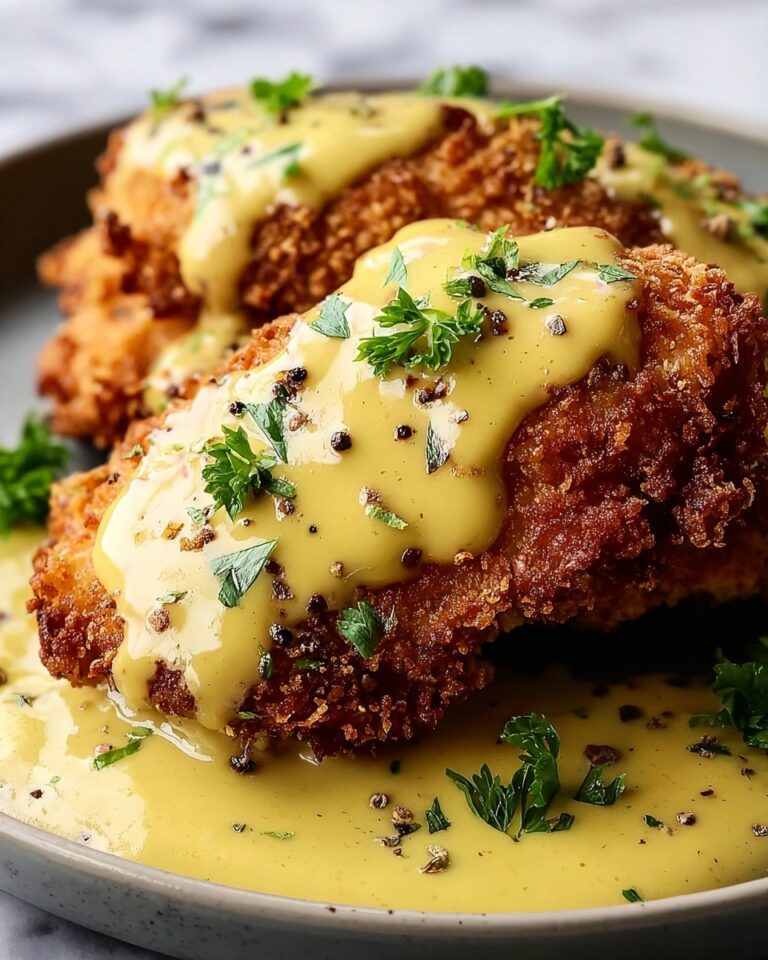 Pretzel-Crusted Chicken with Mustard Cheddar Sauce Recipe