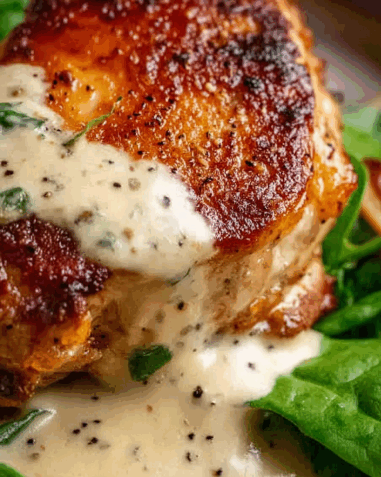 Creamy Smothered Chicken with Spinach, Potatoes, and Mushrooms Recipe