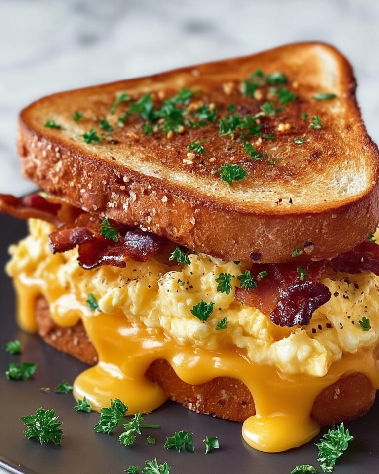 Breakfast Egg-Soaked Grilled Cheese Sandwich with Bacon and Everything Bagel Seasoning Recipe