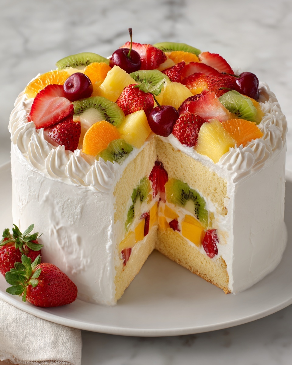 Tropical Fruit Salad Cheesecake Recipe - Recipe Image