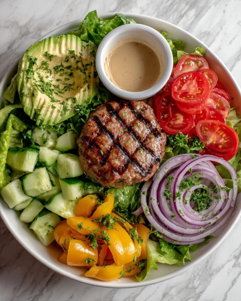 Juicy Grilled Burger Bowls with Fresh Vegetables Recipe