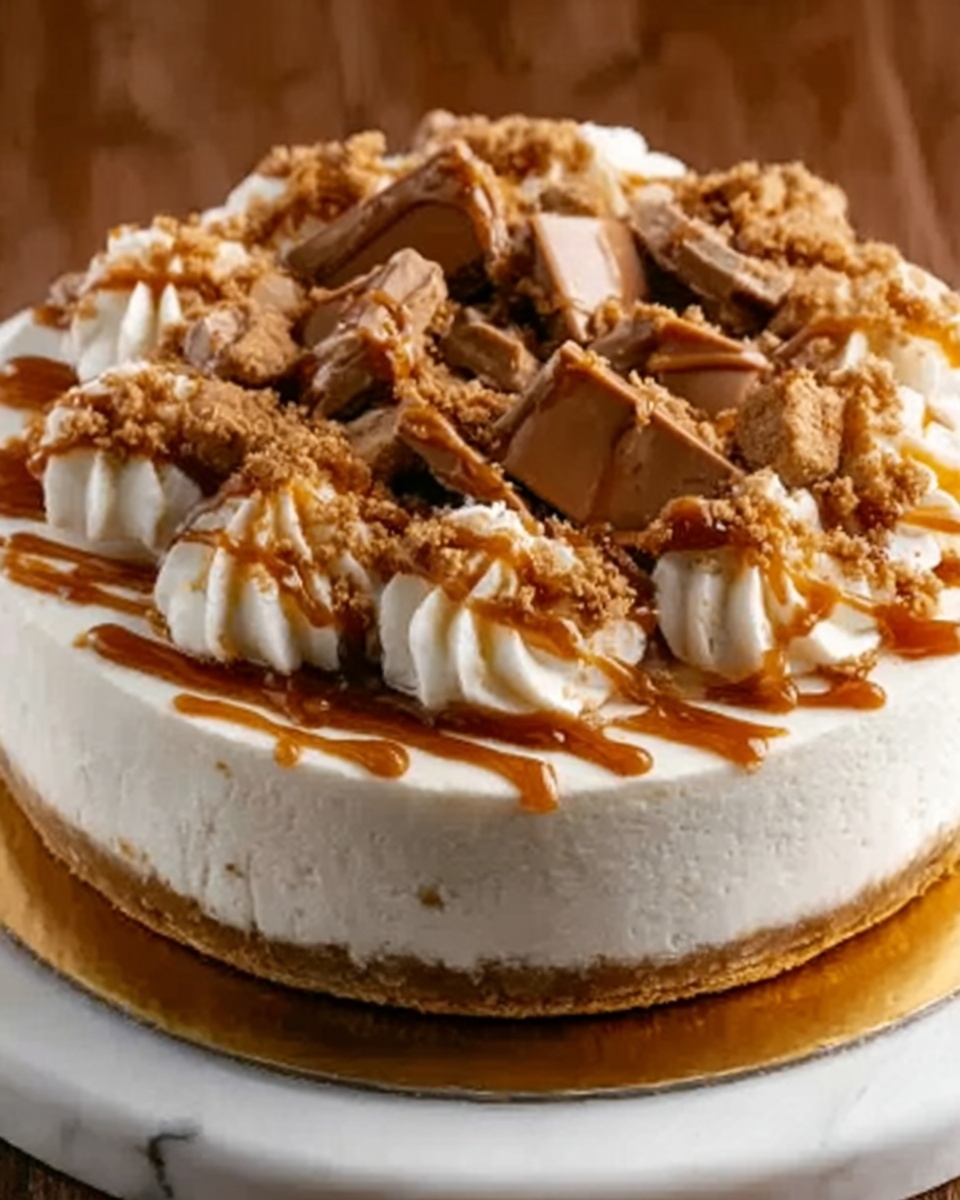 No-Bake Snickers Cheesecake Recipe - Recipe Image