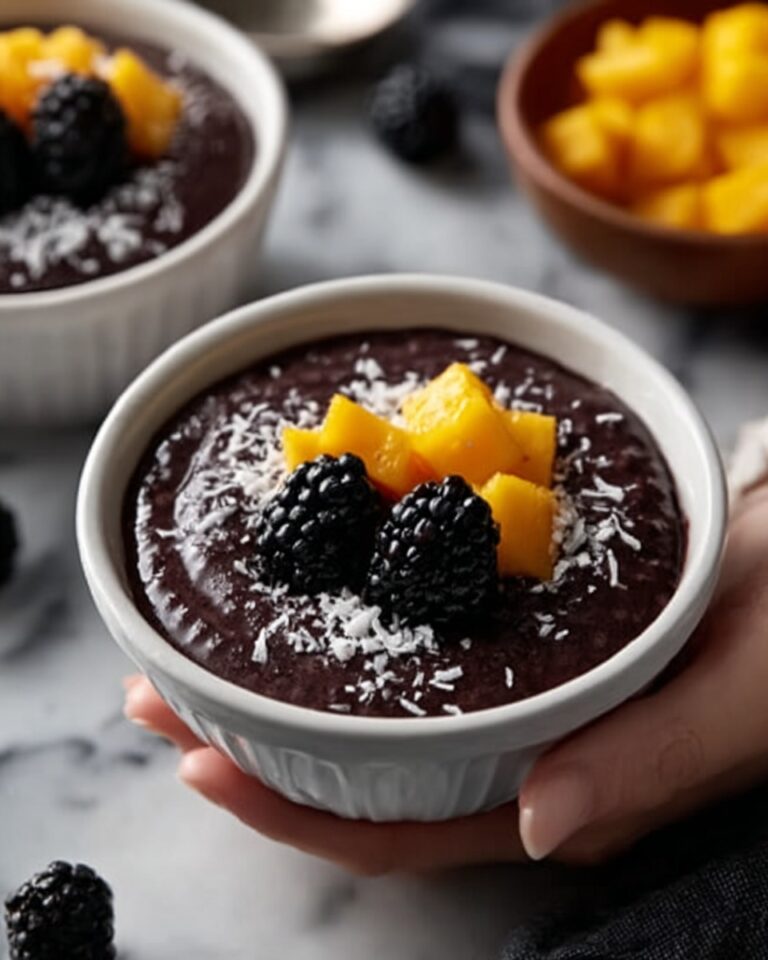 Thai Black Sticky Rice Pudding with Coconut Sauce and Mango Topping Recipe