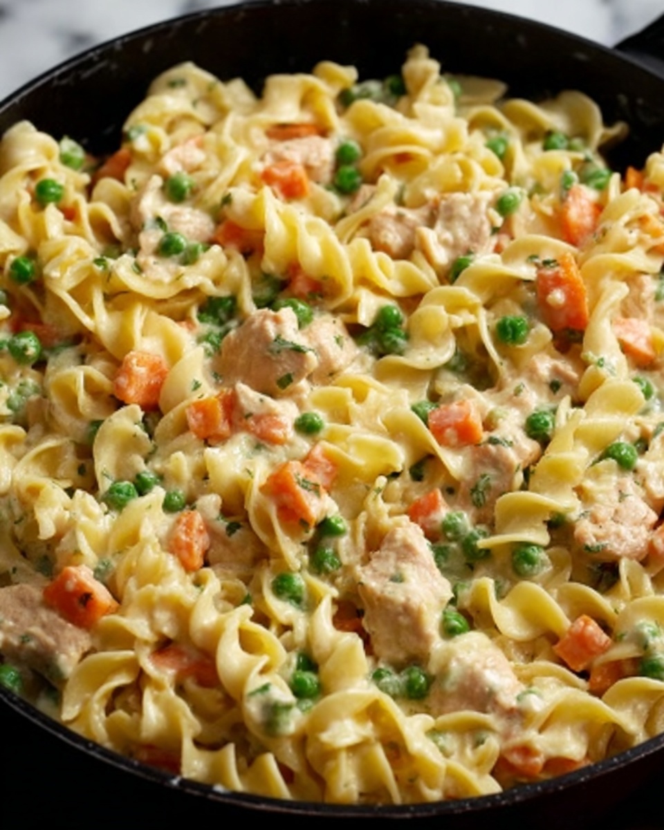 Chicken Pot Pie Noodle Skillet Recipe - Recipe Image