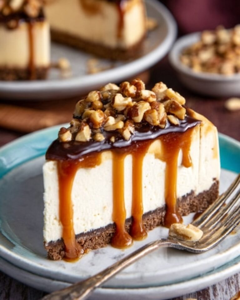 Turtle Cheesecake with Caramel and Pecan Topping Recipe