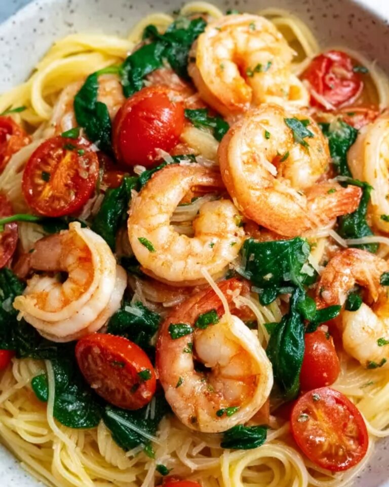 Shrimp Tomato Spinach Pasta in Garlic Butter Sauce Recipe