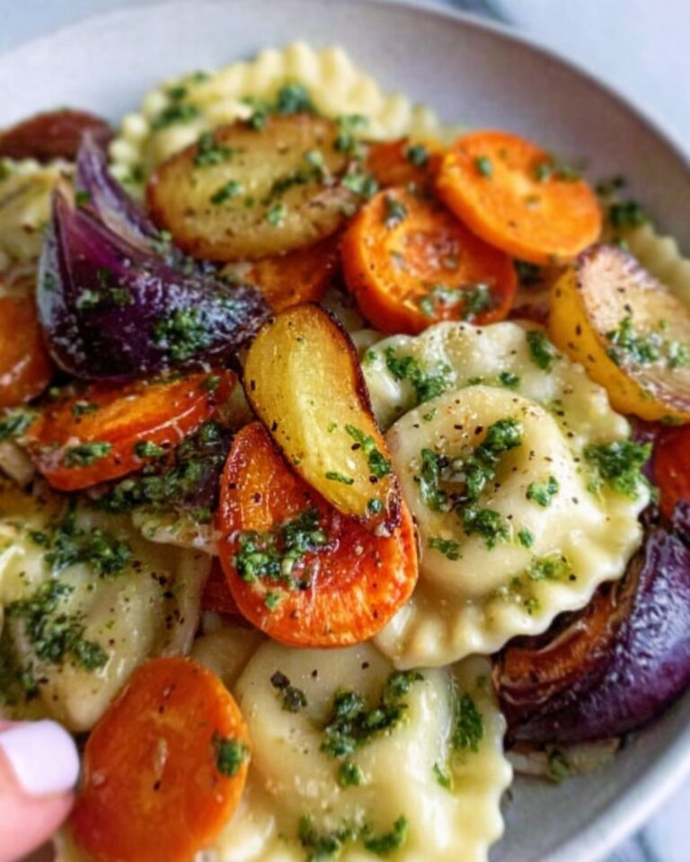 Chimichurri Pierogies with Roasted Veggies Recipe