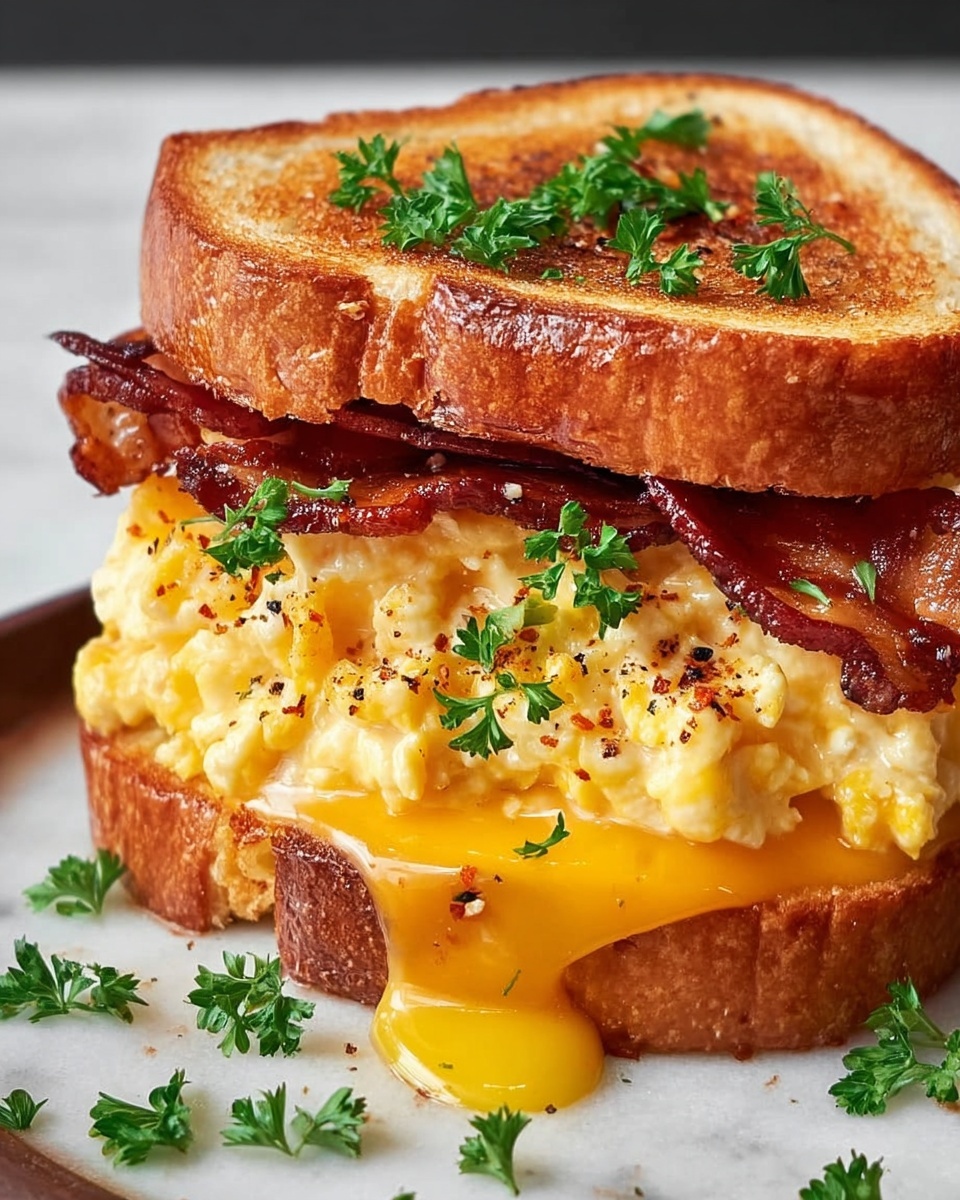 Breakfast Egg-Soaked Grilled Cheese Sandwich with Bacon and Everything Bagel Seasoning Recipe - Recipe Image