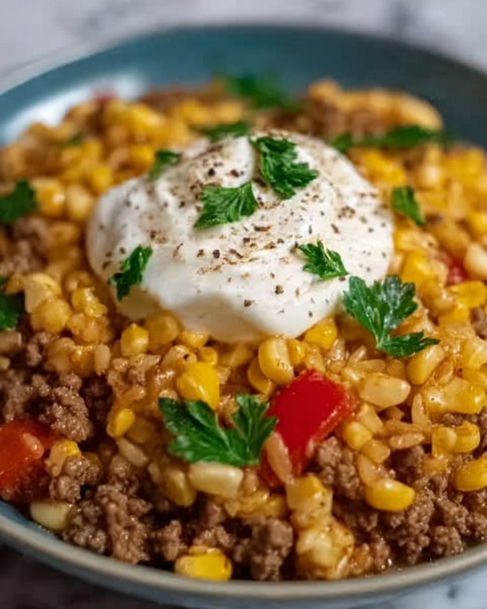 Creamy Ranch Beef Bowtie Skillet with Sweet Corn Recipe - Recipe Image