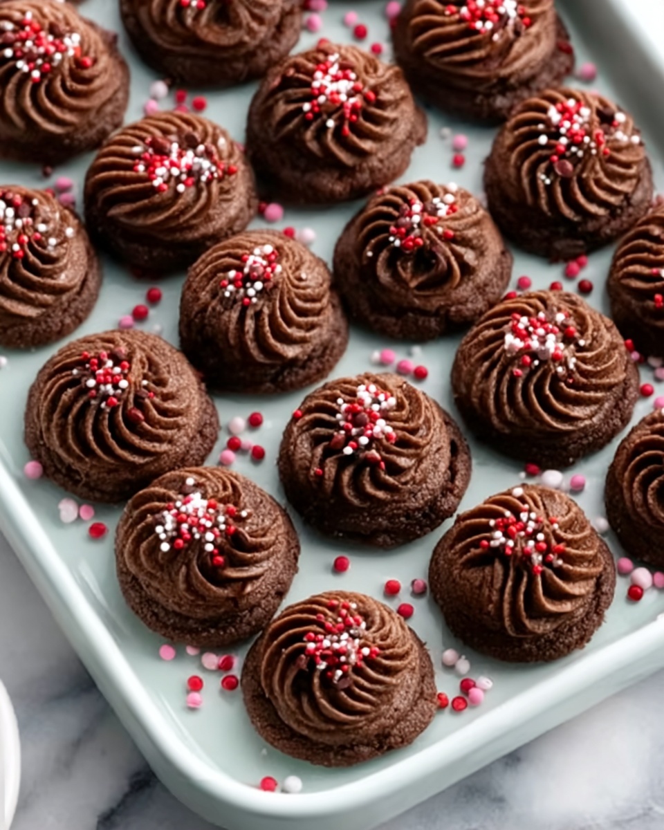 Piped Chocolate Butter Cookies Recipe - Recipe Image