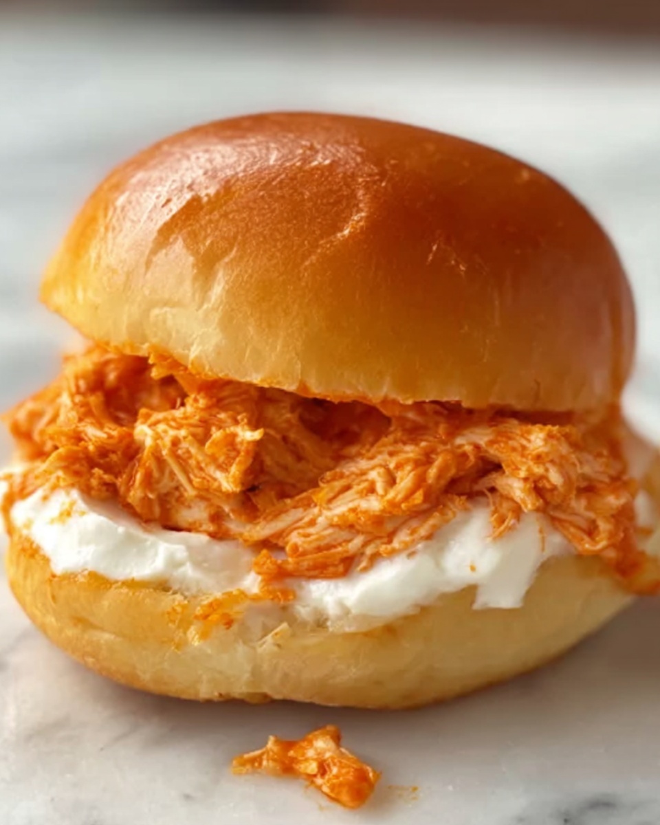 Easy Crockpot Shredded Buffalo Chicken Sandwiches Recipe - Recipe Image