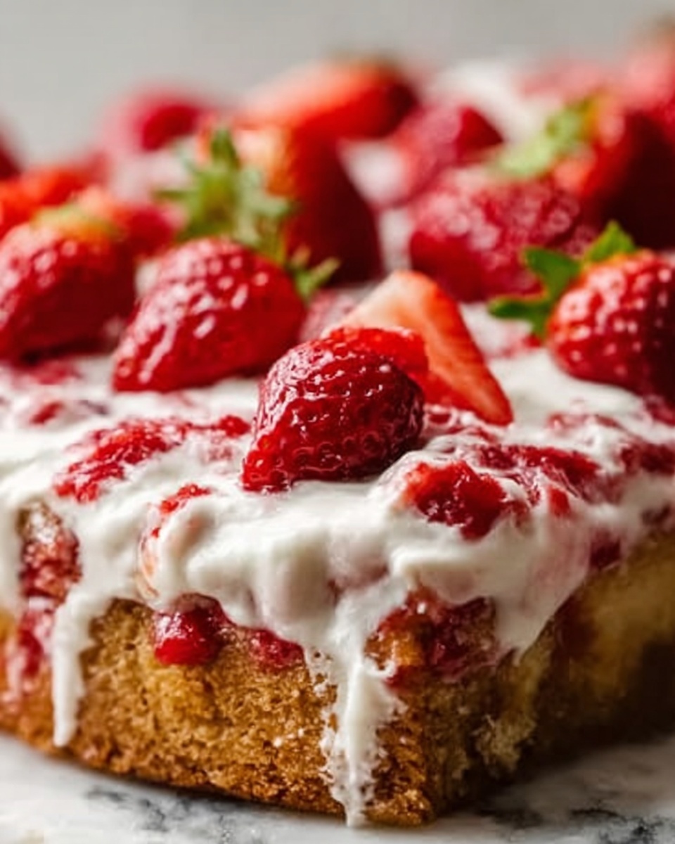 Strawberry Snack Cake with Vanilla Glaze Recipe - Recipe Image