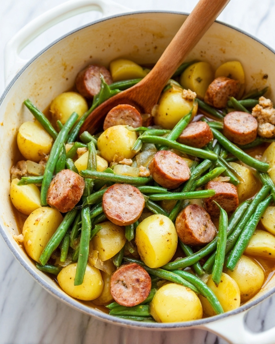 One Pot Smoked Sausage, Green Beans, and Potatoes Recipe - Recipe Image