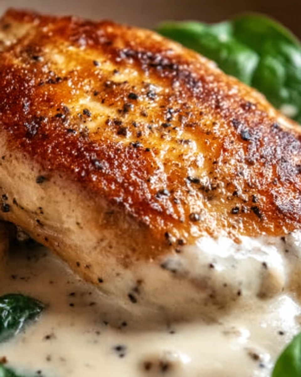 Creamy Smothered Chicken with Spinach, Potatoes, and Mushrooms Recipe - Recipe Image