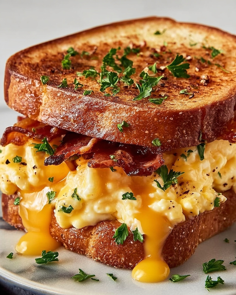 Breakfast Egg-Soaked Grilled Cheese Sandwich with Bacon and Everything Bagel Seasoning Recipe - Recipe Image