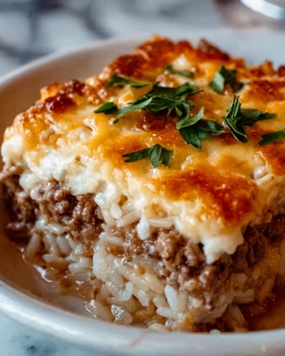 French Onion Ground Beef and Rice Casserole Recipe - Recipe Image