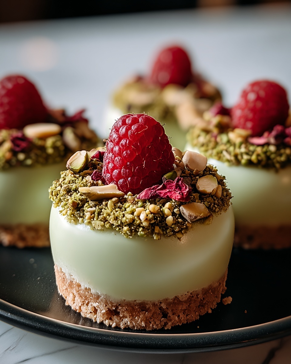 Pistachio & Raspberry Cheesecake Domes Recipe - Recipe Image