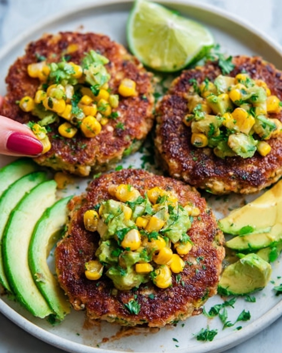 Chicken Burgers with Avocado Corn Salsa Recipe - Recipe Image