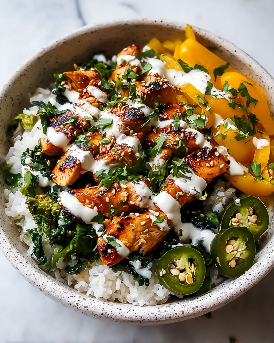 Greek Chicken Bowls with Creamy Tahini Feta Sauce Recipe - Recipe Image