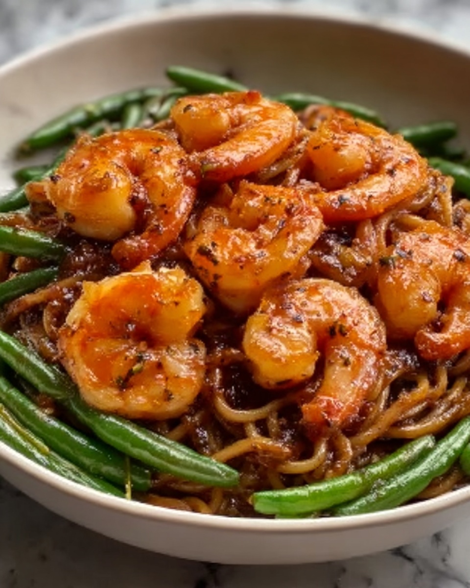 Spicy Shrimp with Stir-Fried Green Beans Recipe - Recipe Image