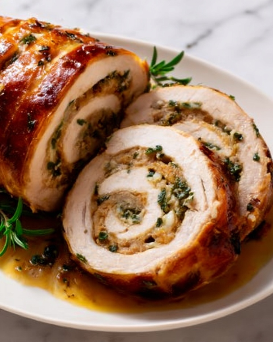 Turkey Roulade with Herb-Stuffed Sausage and Apple Recipe - Recipe Image