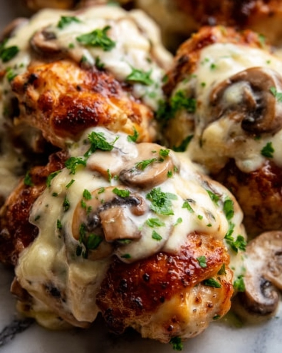 Cheesy Garlic Butter Mushroom Stuffed Chicken Recipe - Recipe Image