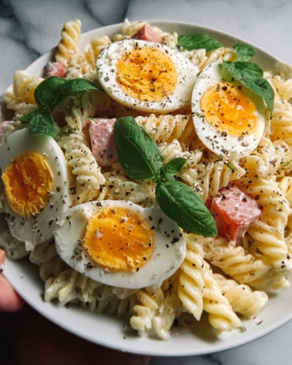 Creamy Pasta Salad with Hard-Boiled Eggs Recipe - Recipe Image