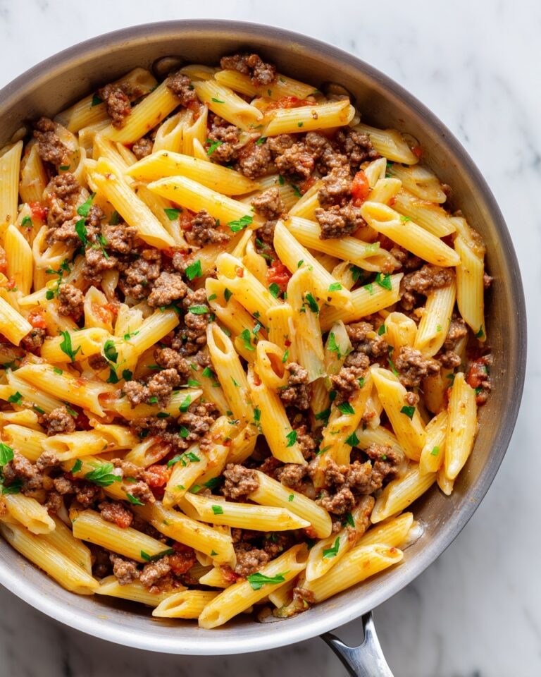 Cheesy Ground Beef Pasta Skillet Recipe