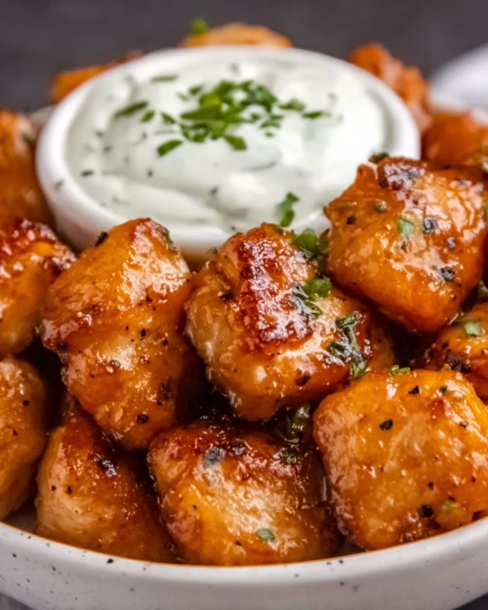 Air Fryer Salmon Bites with Garlic Cream Sauce Recipe - Recipe Image