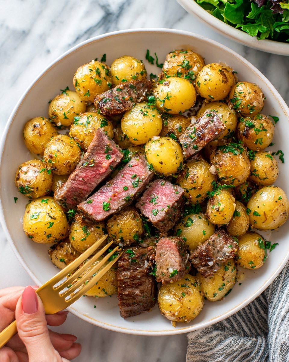 Garlic Butter Steak Bites and Potatoes Recipe - Recipe Image
