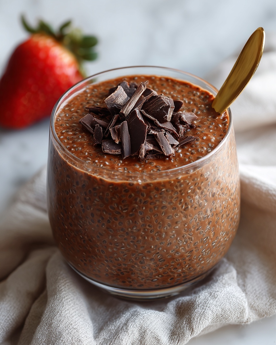 Chocolate Chia Pudding with Strawberries, Cacao Nibs, and Peanut Butter Recipe - Recipe Image