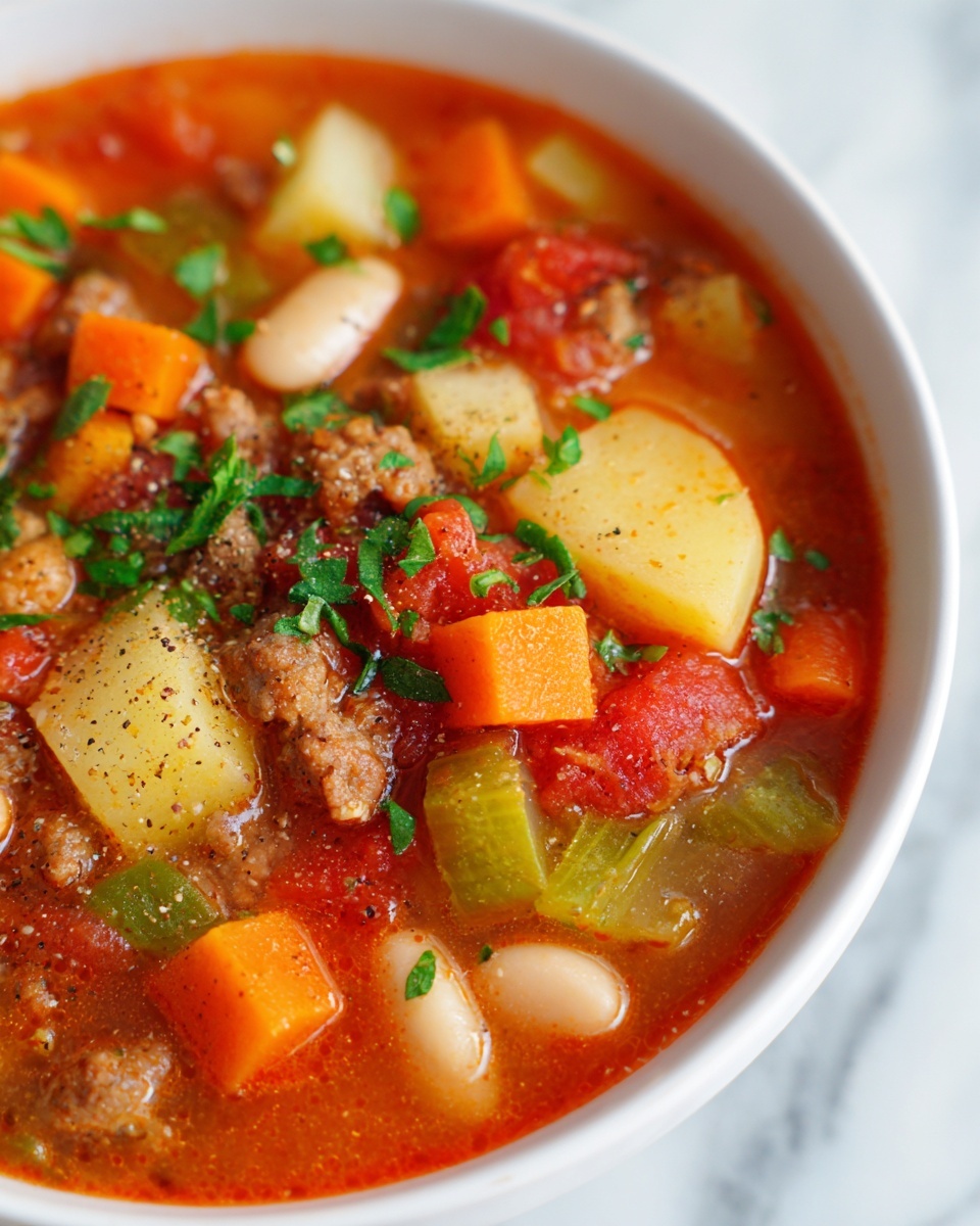 Hearty Minestrone Soup with Pasta and Beans Recipe - Recipe Image