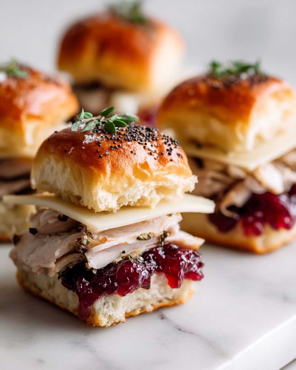 Baked Cranberry Turkey Sliders with Havarti & Poppy Seed Topping Recipe - Recipe Image