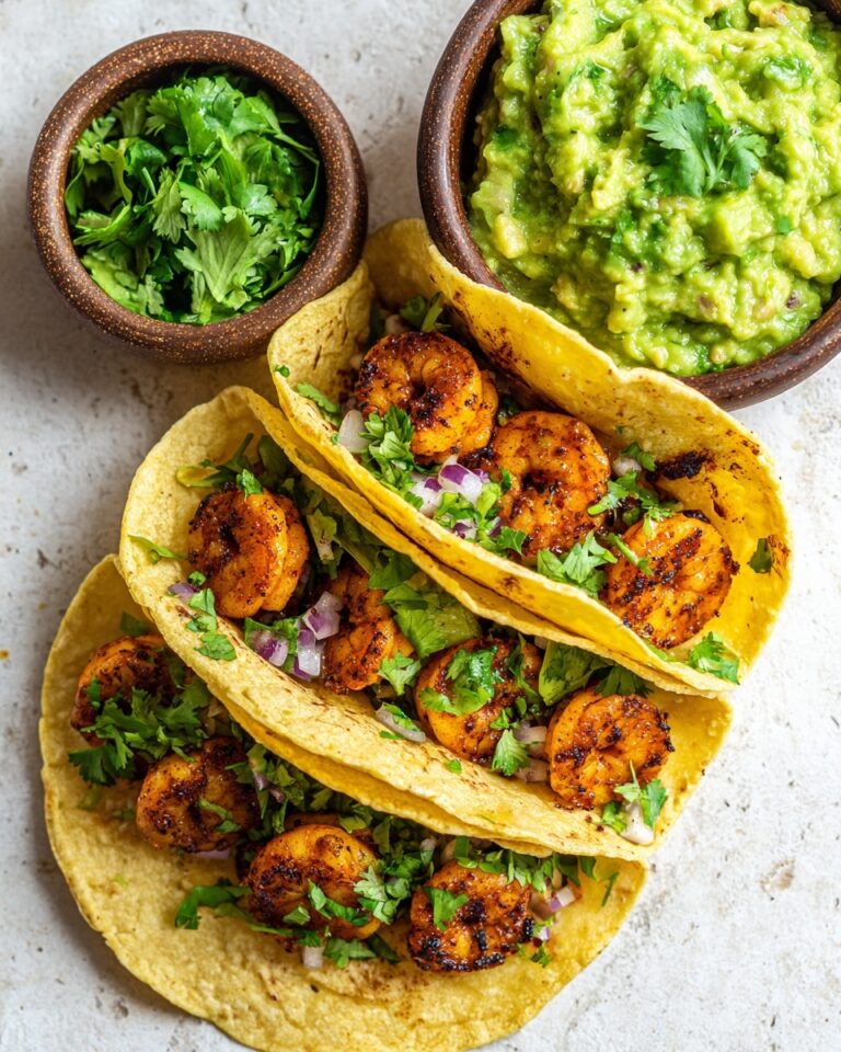 Crispy Shrimp & Poblano Tacos with Avocado Cilantro Sauce Recipe
