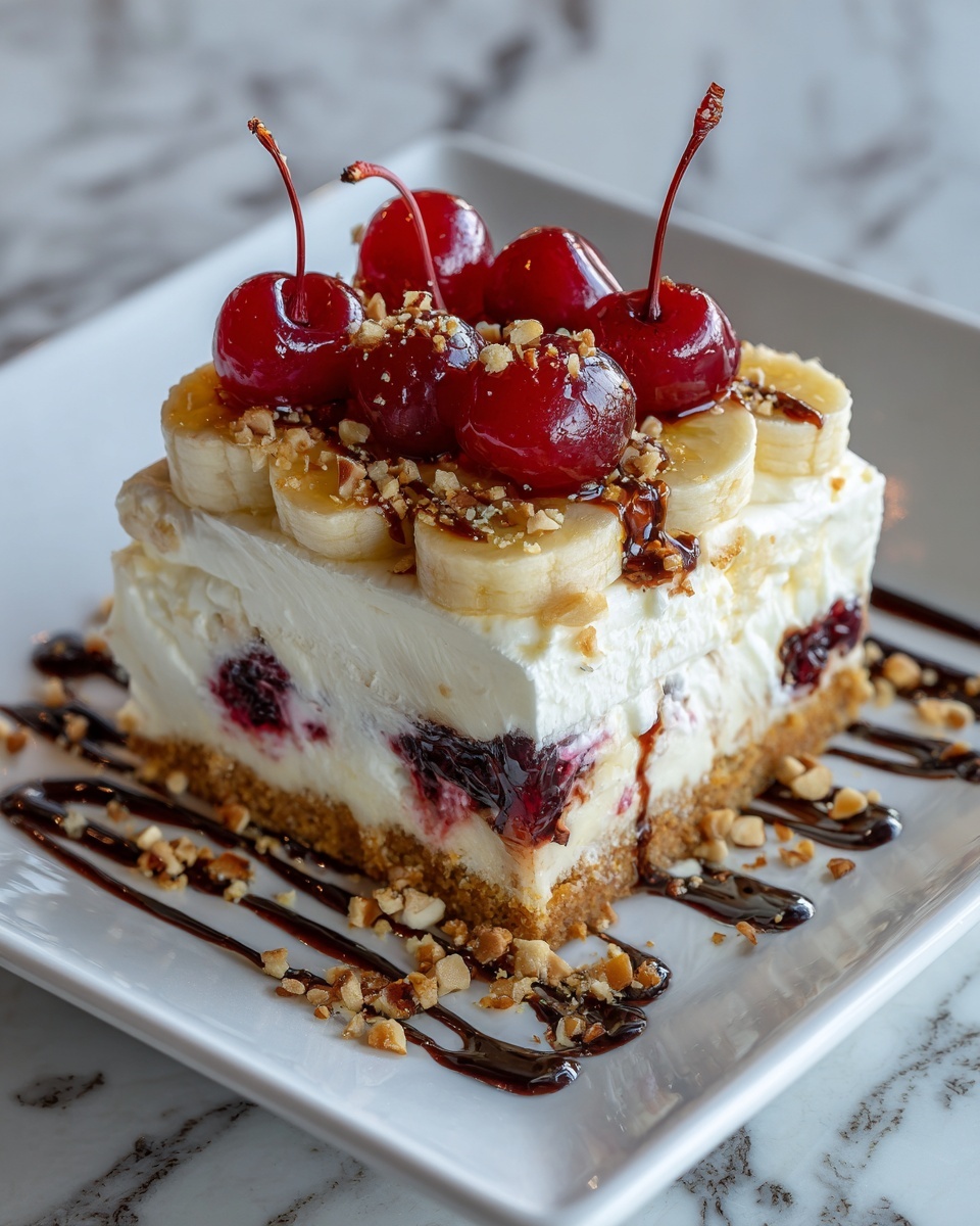 No-Bake Banana Split Cake Recipe - Recipe Image