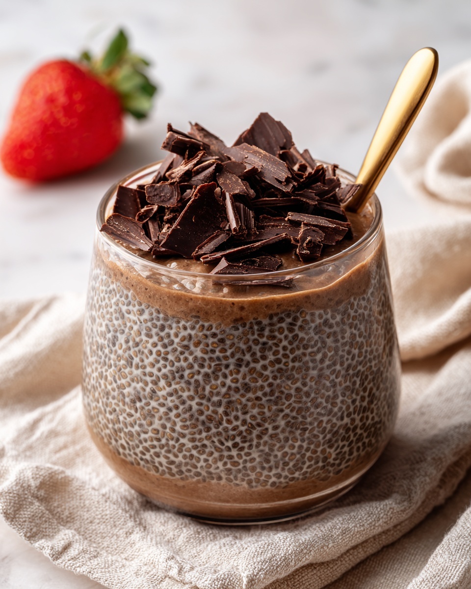 Chocolate Chia Pudding with Strawberries, Cacao Nibs, and Peanut Butter Recipe - Recipe Image