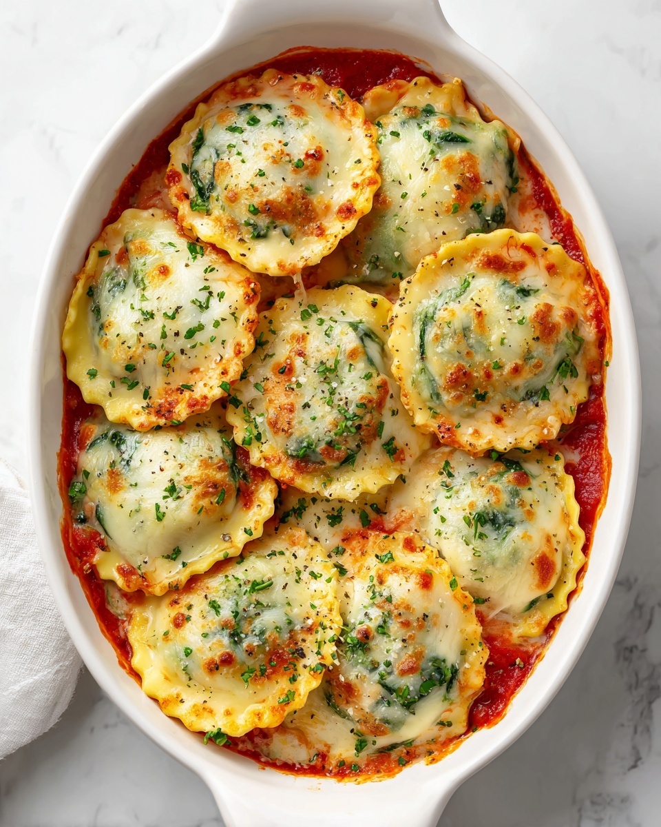 Easy Tomato Spinach Ravioli Bake Recipe - Recipe Image
