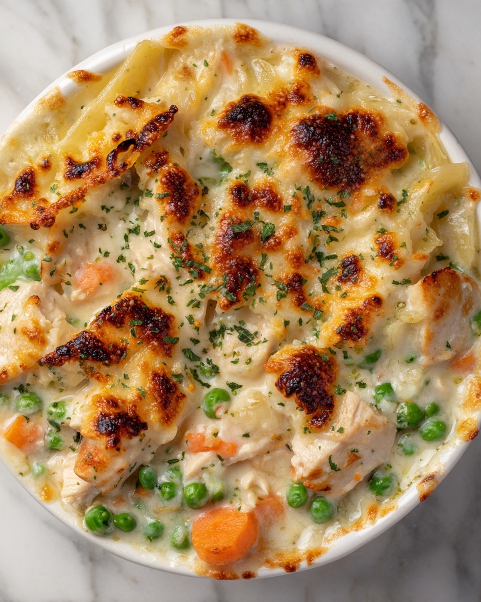 Creamy Chicken Pot Pie Pasta Bake Recipe - Recipe Image