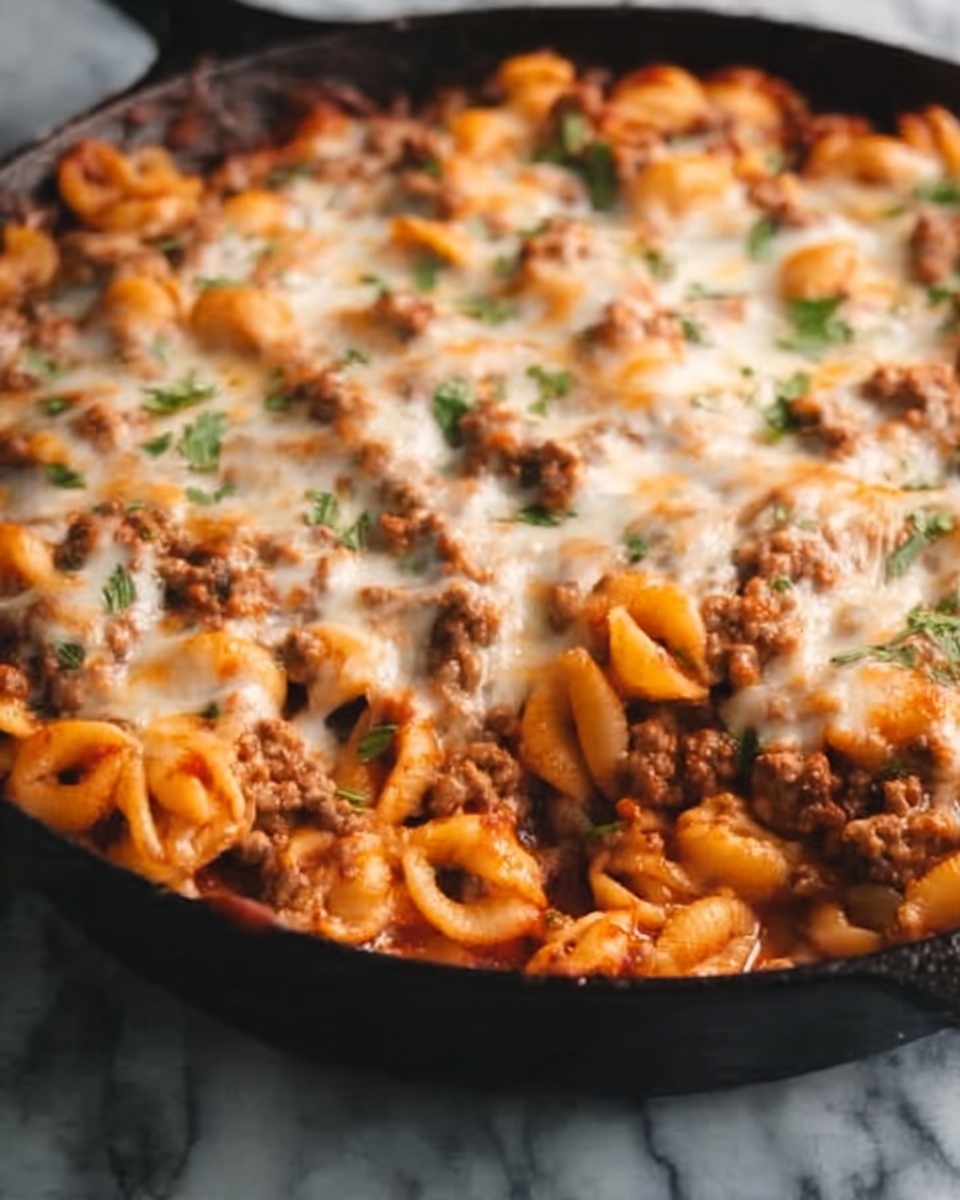 One-Skillet Cheesy Beef and Macaroni Recipe - Recipe Image