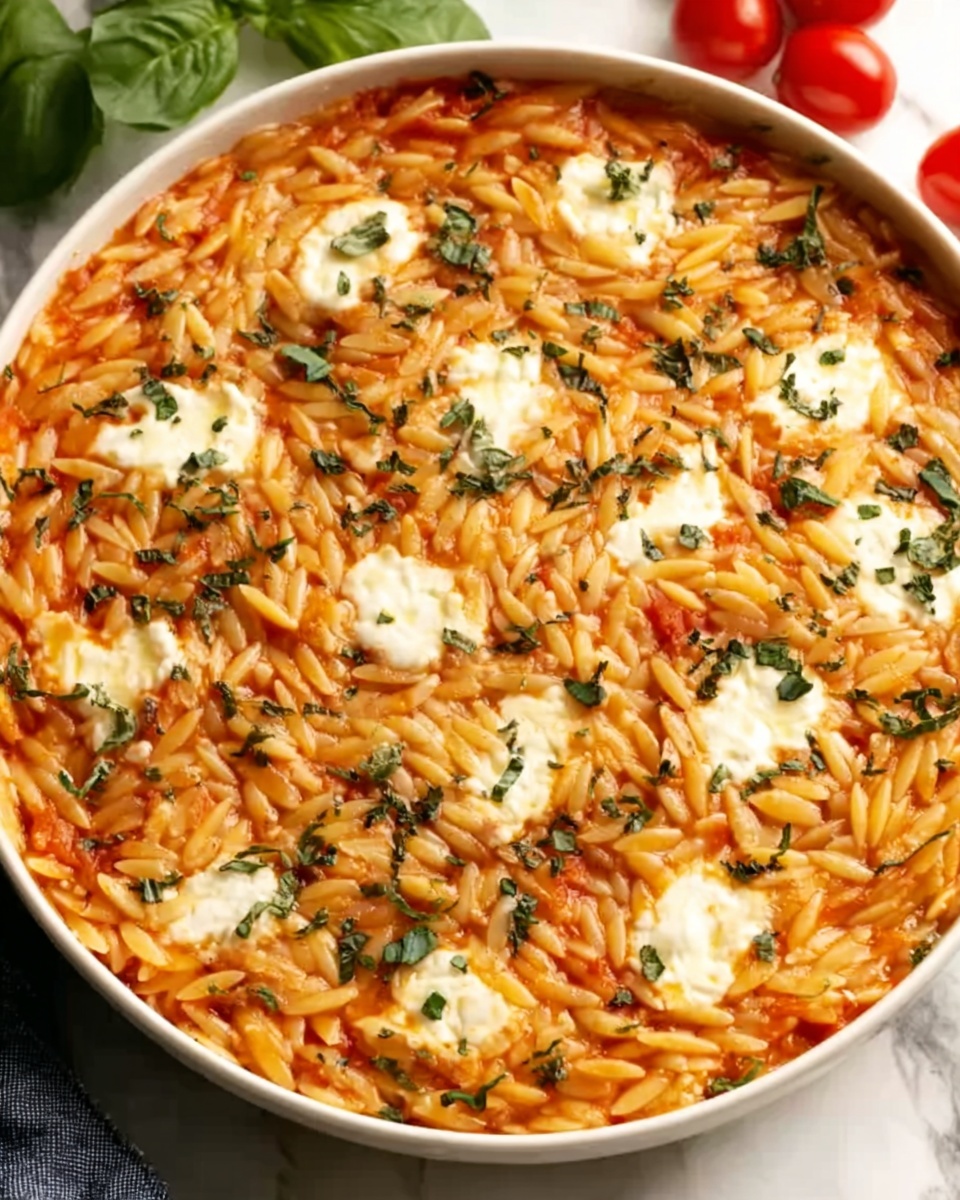 Baked Orzo Pasta with Spinach, Ricotta, and Mozzarella Recipe - Recipe Image