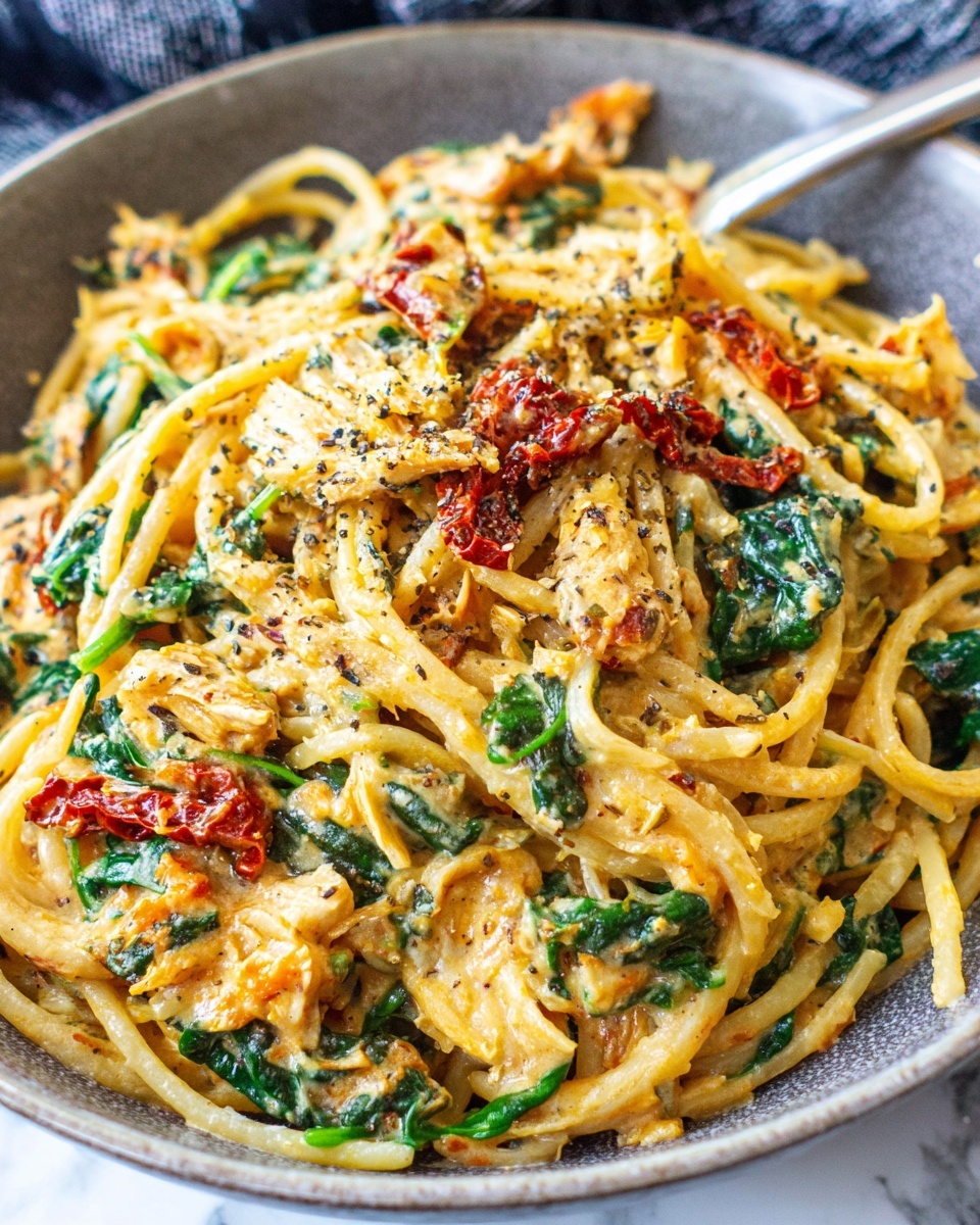 Linguine with Spinach and Sun-Dried Tomato Cream Sauce Recipe - Recipe Image