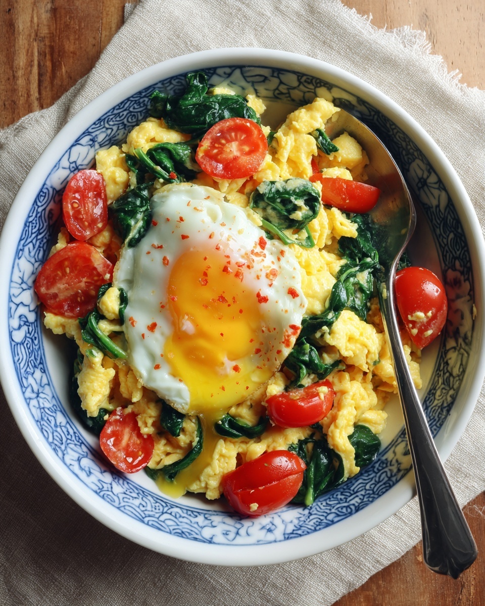 Egg White Scramble with Spinach and Tomatoes Recipe - Recipe Image