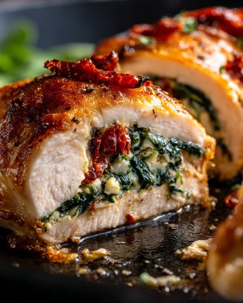 Sundried Tomato, Spinach, and Cheese Stuffed Chicken Recipe - Recipe Image