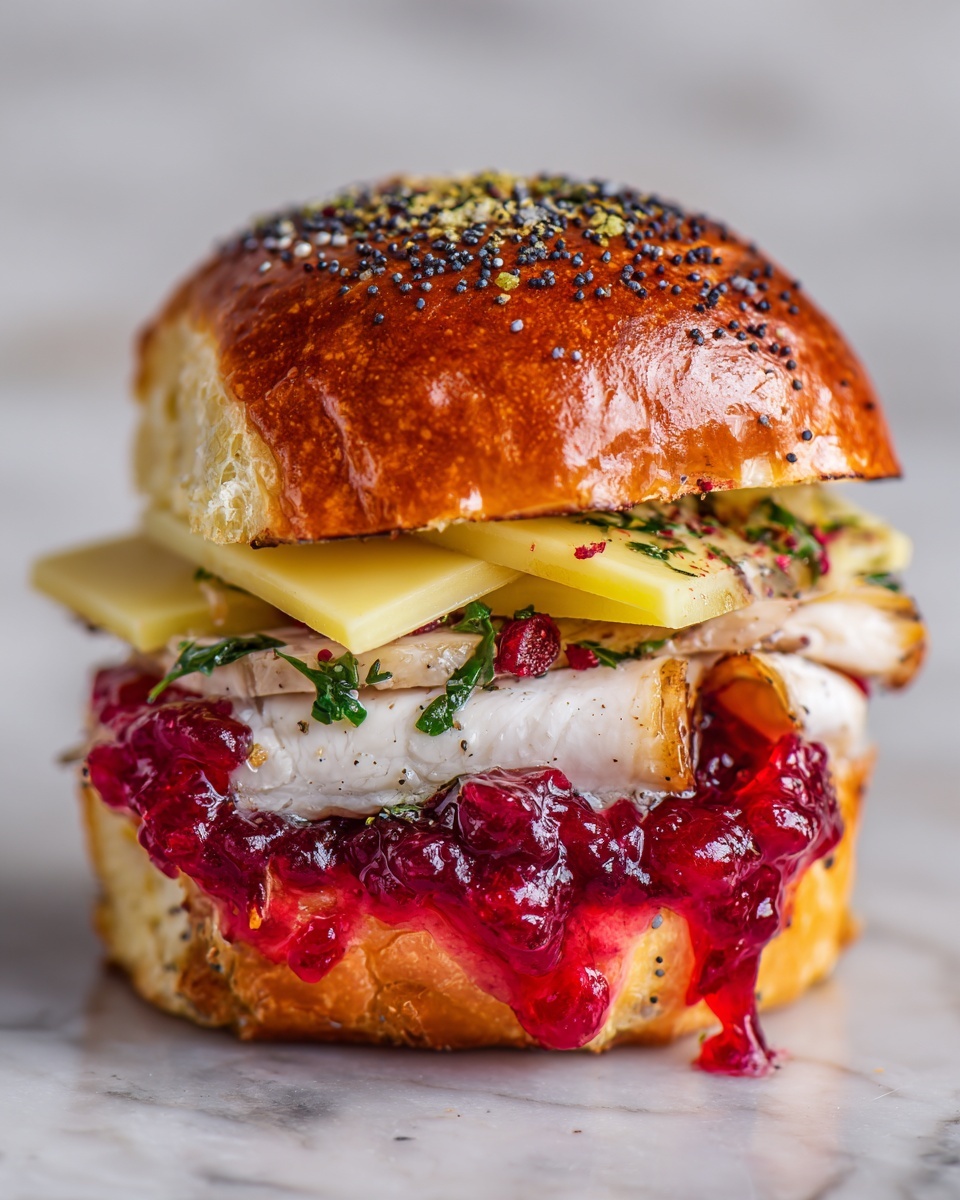 Baked Cranberry Turkey Sliders with Havarti & Poppy Seed Topping Recipe - Recipe Image